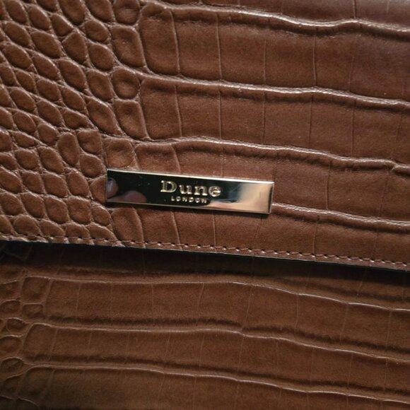 Dune London Brown Faux Croc Embossed Crossbody Purse - Picture 8 of 11